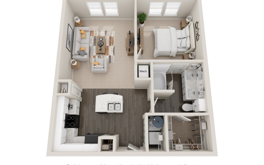 A5P - 1 bedroom floorplan layout with 1 bath and 780 square feet.