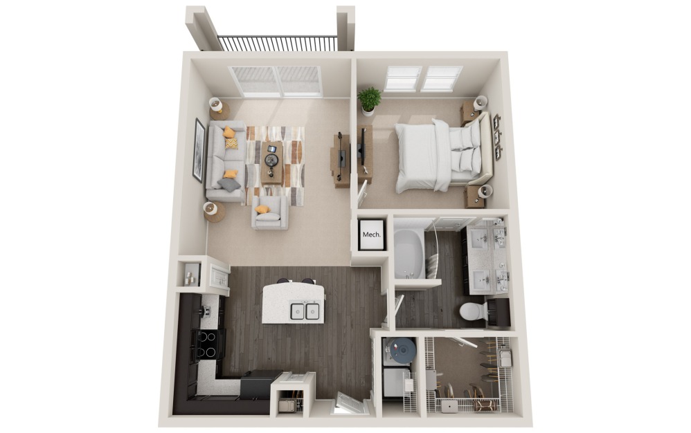 A5tP - 1 bedroom floorplan layout with 1 bathroom and 840 square feet