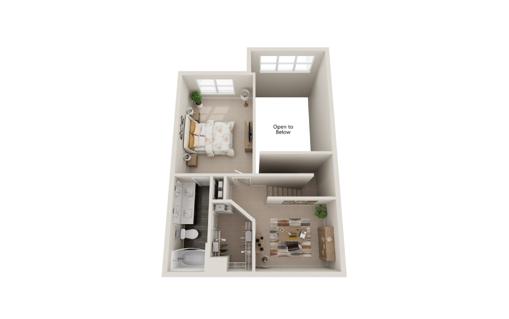 L4OP - 1 bedroom floorplan layout with 1.5 bath and 1290 square feet. (Floor 2)